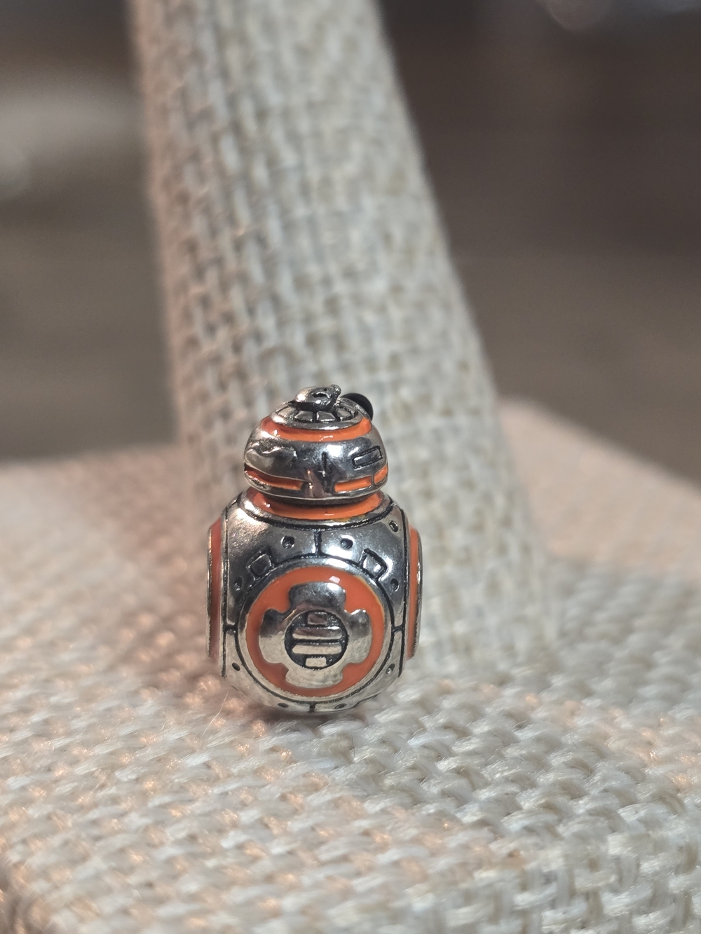 Silver Orange BB-8 Style Charm Bead